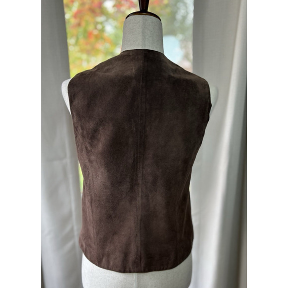 VTG Chocolate Brown Suede Leather Western Vest Size S/M Boho Festival Cowgirl - Picture 3 of 10